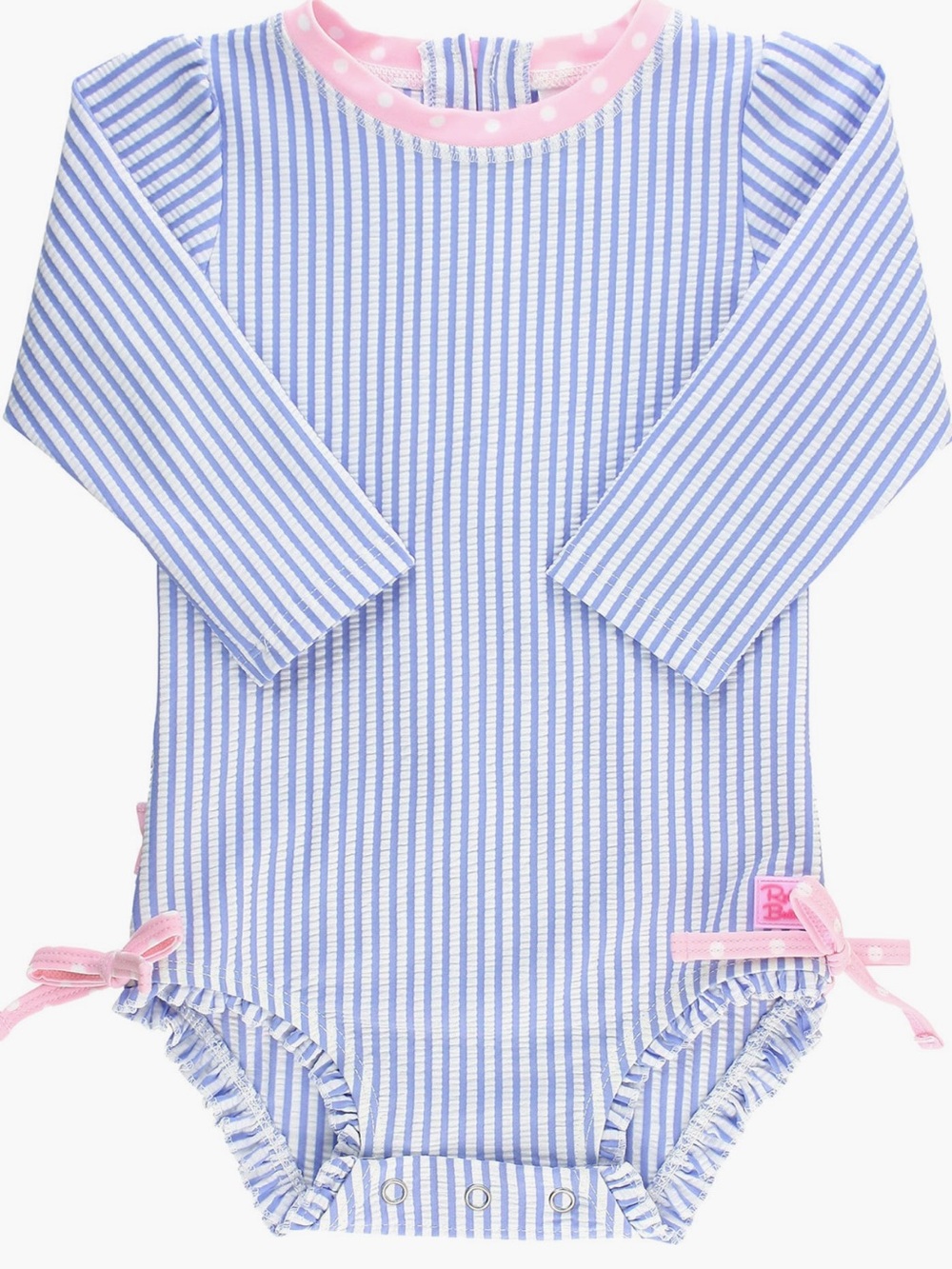 Ruffle Butt’s Baby Girls Seersucker Stripe Rashguard One Piece Swimsuit 6-12 mo
